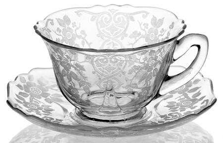 Apple Blossom Clear (Stem 3130) Cup and Saucer Set (Shape 3500)