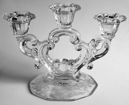 Apple Blossom Clear (Stem 3130) 3 Light Candlestick (3400/638)