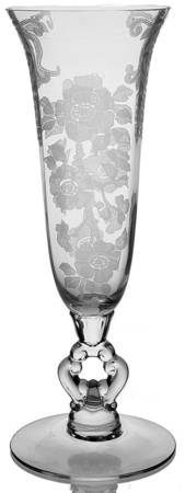 Apple Blossom Clear (Stem 3130) 10" Keyhole-Stem Footed Vase