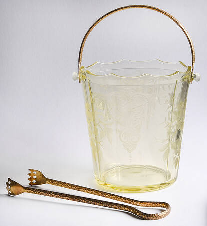 Apple Blossom Yellow (Stem 3130) 3400/851 Ice Bucket with Handle and Tongs