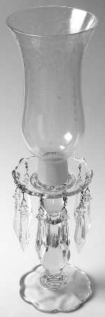 Candlelight 18" Hurricane Lamp & Globe w/Bobeche & 10 Prisms