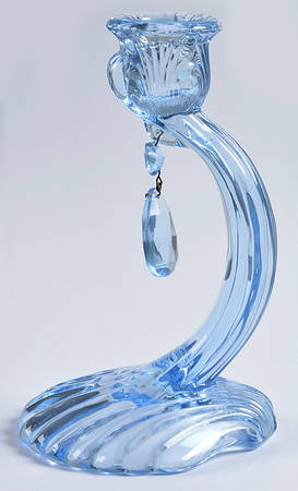 Caprice Moonlight Blue (Stem 300) Single Candlestick with 1 Prism