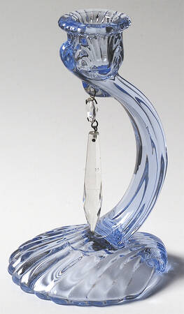 Caprice Moonlight Blue (Stem 300) Single Candlestick with 1 Prism
