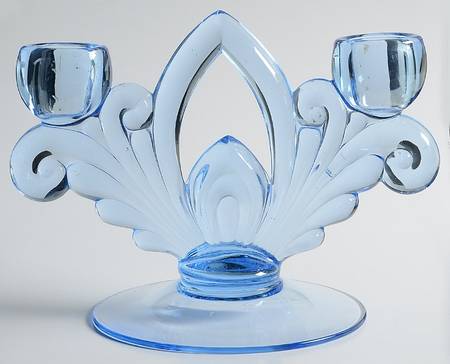 Caprice Moonlight Blue (Stem 300) Double Light Candlestick