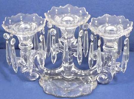 Caprice Clear (Stem 300) 3 Light Candelabra w/3 Bobeches & 24 Prisms