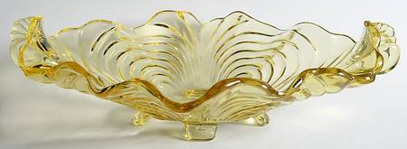 Caprice Yellow (Stem 300) 13" Oval 4-Toed Handled Bowl