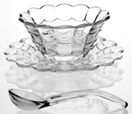 Cascade Clear Mayonnaise Bowl, Underplate and Ladle