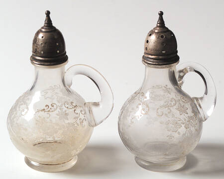 Chantilly Handled Shaker Set with Sterling Lids
