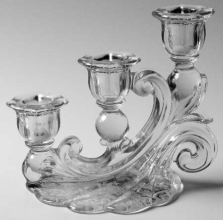 Chantilly Shape 3400/1338 3 Light Candlestick, Plain
