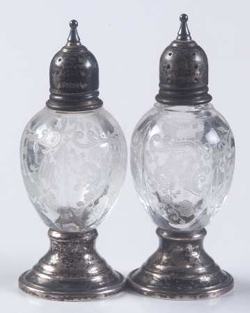 Chantilly Shaker Set with Sterling Foot and Lids