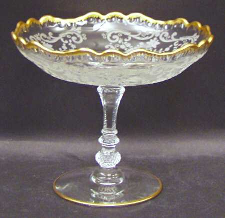 Chantilly (Stem #3625, Gold Trim) Round Compote (Height X Width)