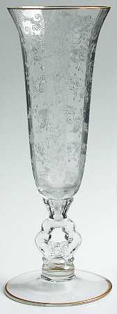 Chantilly (Stem #3625, Gold Trim) 9" Keyhole-Stem Footed Vase