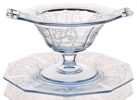 Cleo Blue (Stem 3077) Mayonnaise Bowl and Underplate