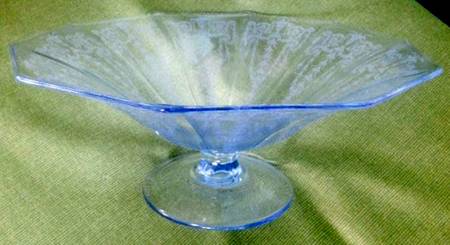 Cleo Blue (Stem 3077) 11" Footed Bowl