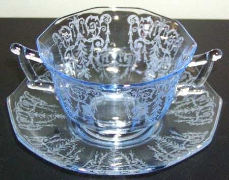 Cleo Blue (Stem 3077) Bouillon Cup & Saucer Set
