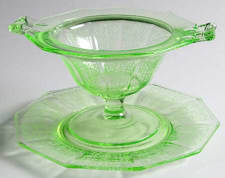 Cleo Green (Stem 3077) Mayonnaise Bowl and Underplate