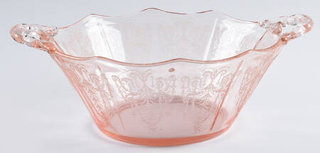 Cleo Pink (Stem 3077) 8" Oval Handled Bowl
