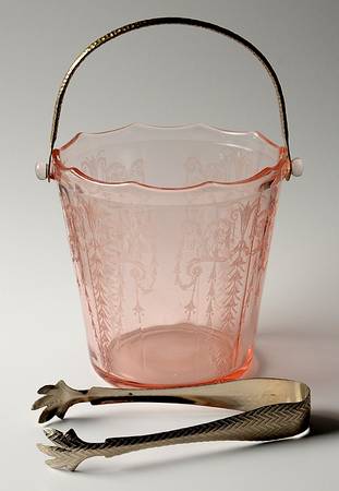 Cleo Pink (Stem 3077) 3400/851 Ice Bucket with Handle and Tongs