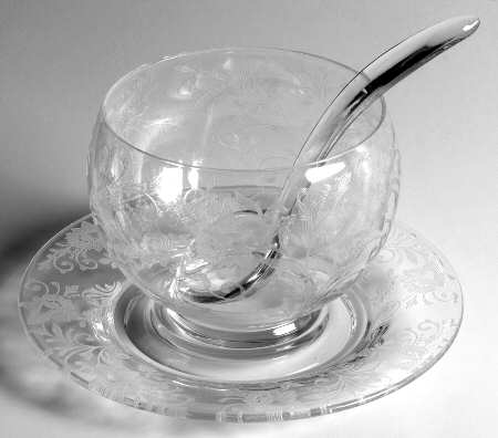 Daffodil Clear (Stem 3779, Not Gold Encrusted) Mayonnaise Bowl, Underplate and Ladle