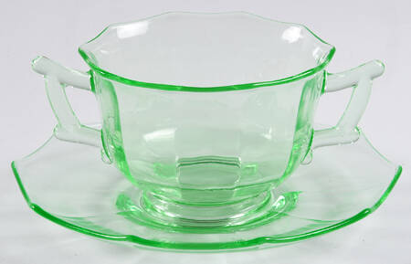 Decagon Green (Light Emerald) Bouillon Cup & Saucer Set