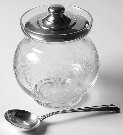 Diane Clear (Stem 3122) Marmalade W/Sterling Lid & Spoon
