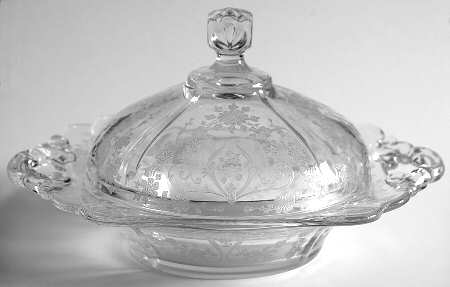 Diane Clear (Stem 3122) 3400 Round Butter & Lid w/Square Knob