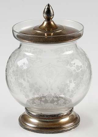 Diane Clear (Stem 3122) Marmalade w/Sterling Base & Sterling Lid