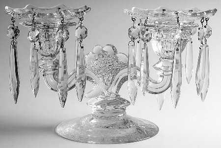 Elaine Clear (Stem 3500) 6" 2 Light Candelabra W/2 Bobeche & 16 Prisms