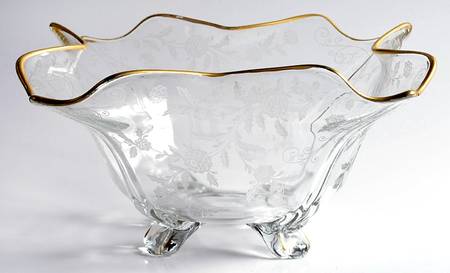 Elaine Clear (Gold Trim, Stem 3500) 3400 11" 4 Toed Fancy Edge Bowl