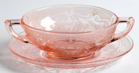 Etch 520 Pink (Stem 3060) Cream Soup & Saucer Set