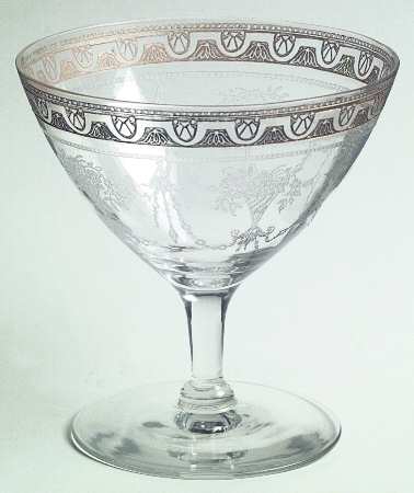 Etch 701 Clear (Lt Gold Encrusting) Low Sherbet by Cambridge