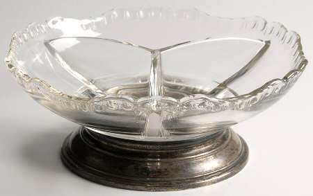 Gadroon Clear 6" Round 3 Part Relish with Sterling Base