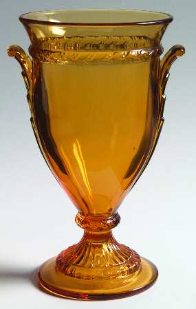 Gadroon Amber #3500 8" Handled Footed Vase (Shape 3500)