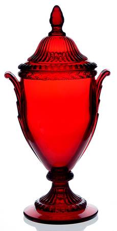 Gadroon Ruby 10" Footed Urn & Lid