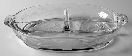 Magnolia Clear 11" Oval 3 Part Celery/Relish