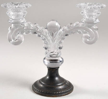 Martha Clear Double Light Candlestick W/Sterling Base