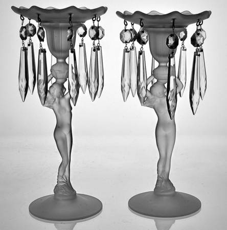 Nude Stems-All Colors & Variations (Pair) Single Candlestick with Bobeche & 8 Prisms
