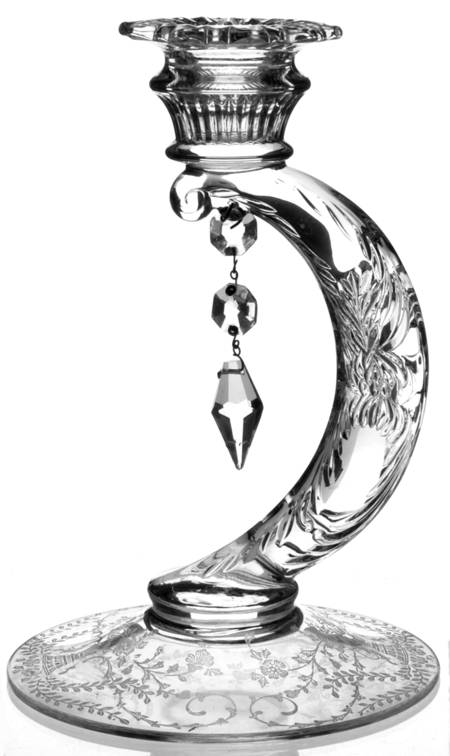 Portia Clear (Stem 3121) Martha/497 Single Candlestick with Prism