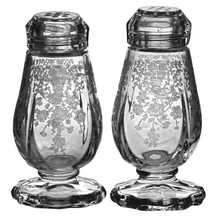 Portia Clear (Stem 3121) 3400/77 Footed Shaker Set with Glass Lids
