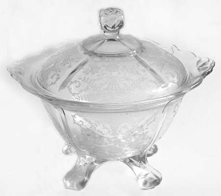 Portia Clear (Stem 3121) 3400/9 Four Toed Candy Dish with Lid