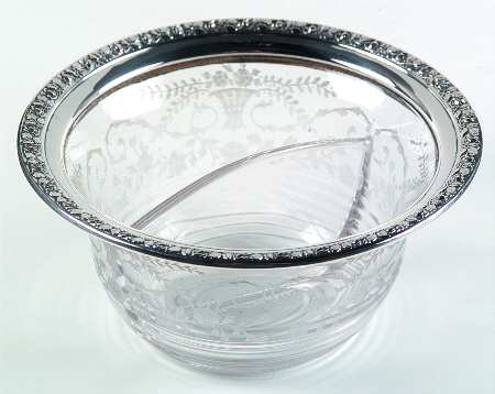 Portia Clear (Stem 3121) Salad Dressing Bowl Twin w/Sterling Rim