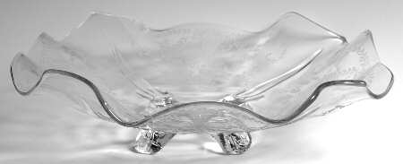 Portia Clear (Stem 3121) 3400 13" 4 Toed Fancy Edge Bowl