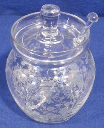 Portia Clear (Stem 3121) Mustard & Lid with Spoon