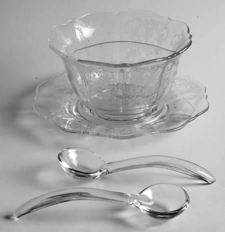 Portia Clear (Stem 3121) Divided Mayonnaise, Underplate and 2 Ladles