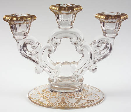 Portia Clear (Stem 3121, Gold Encrusted) 3 Light Candlestick (3400/638)