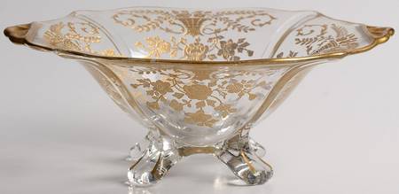 Portia Clear (Stem 3121, Gold Encrusted) 3400 Footed Handled Mayonnaise/Comport