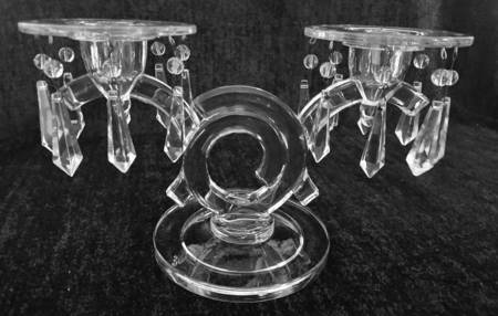 Pristine (Stem 1936) 2 Light Candelabra with Bobeche and Prisms