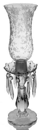 Rose Point Clear Tall Hurricane Lamp with Prisms