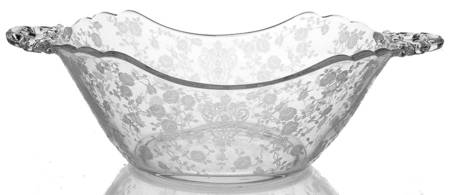 Rose Point Clear 12" Handled Bowl (3400 Shape)