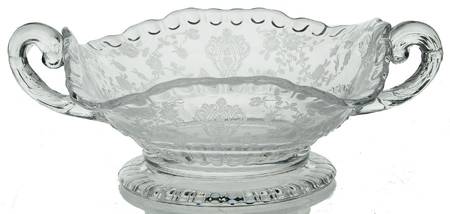 Rose Point Clear Handled Open Candy Dish